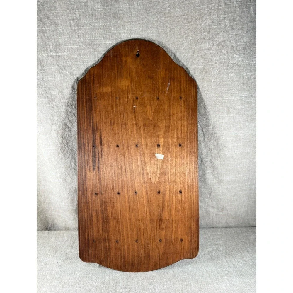 Vintage Wood Souvenir Spoon Display Rack, 24 Slot Wall Organizer